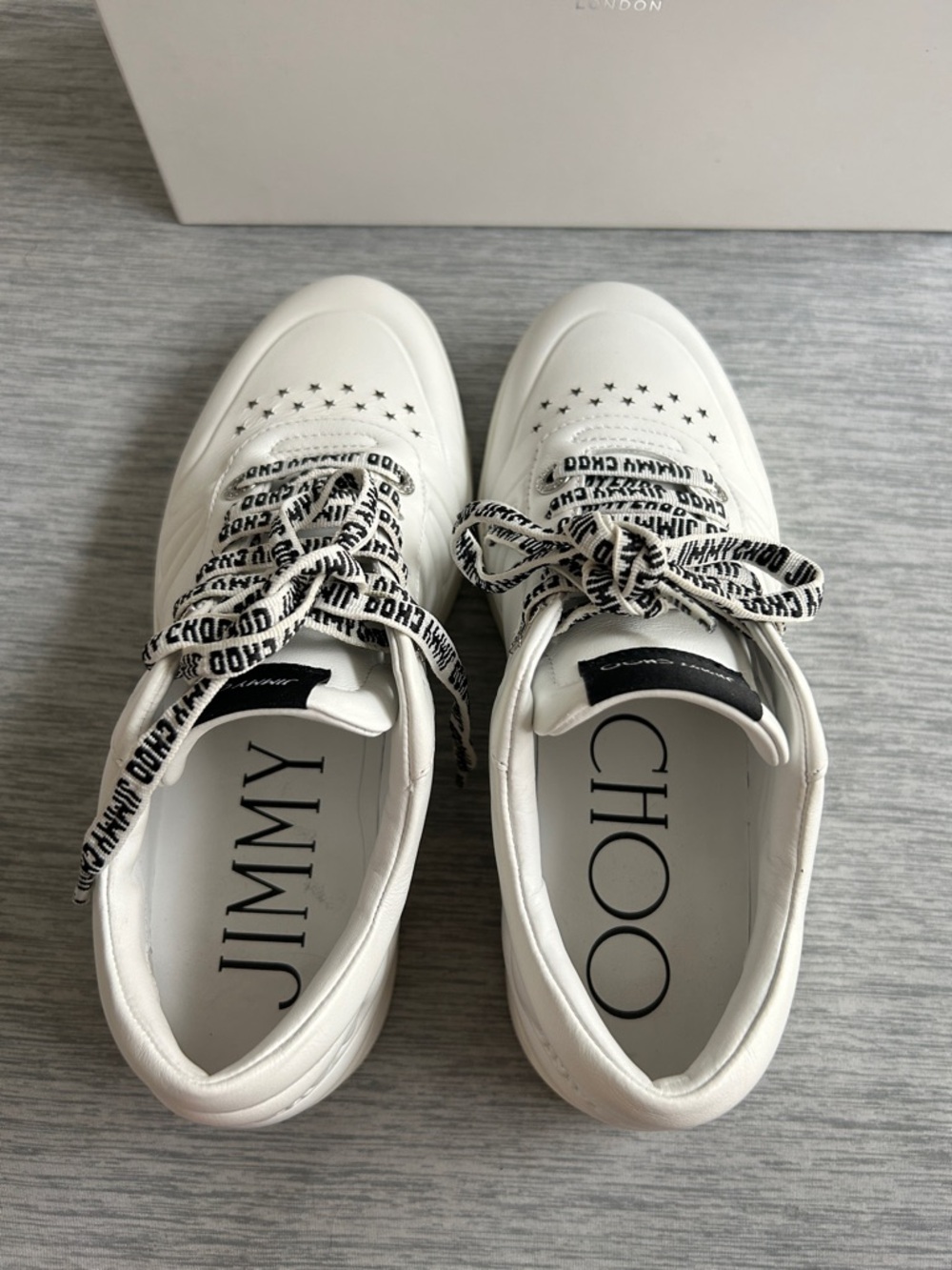 Jimmy Choo White Platform Logo-Print Lace Sneakers - Picture 10 of 10